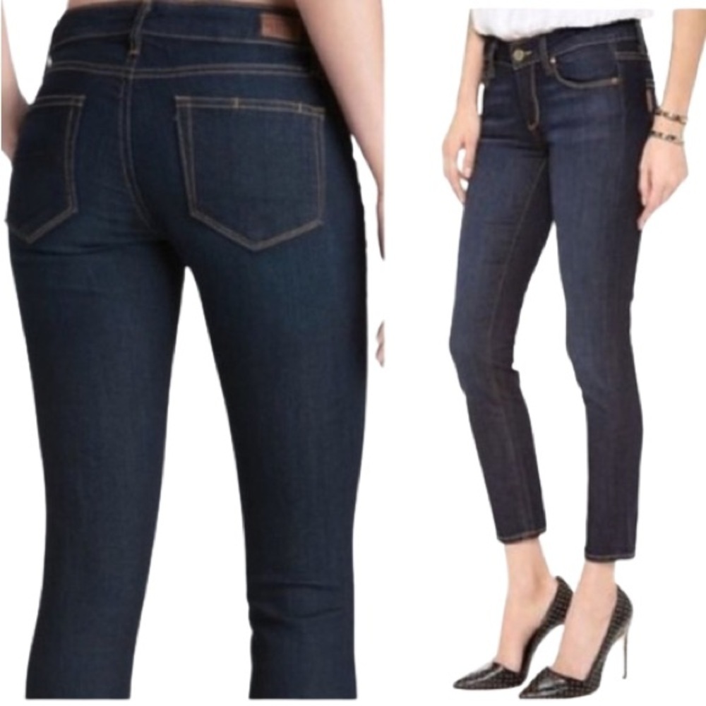 Women's 27 Paige Kylie Crop Jeans Zipper Fly Dark Wash Skinny Ankle
